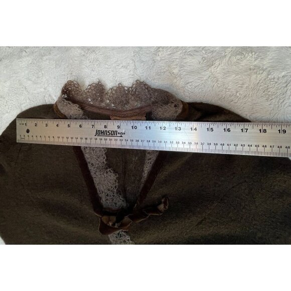 Marilu Women Wool Embroidered Lace Trim Blazer Jacket Size S/M Brown Boho Floral - Picture 7 of 8